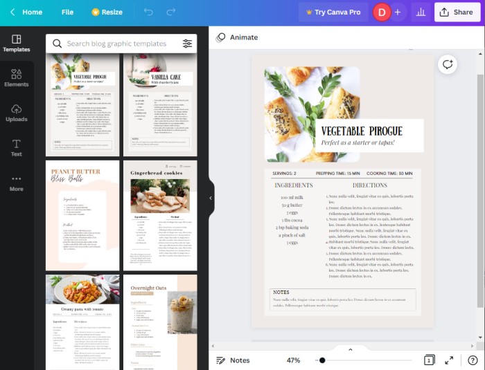 canva cookbook template