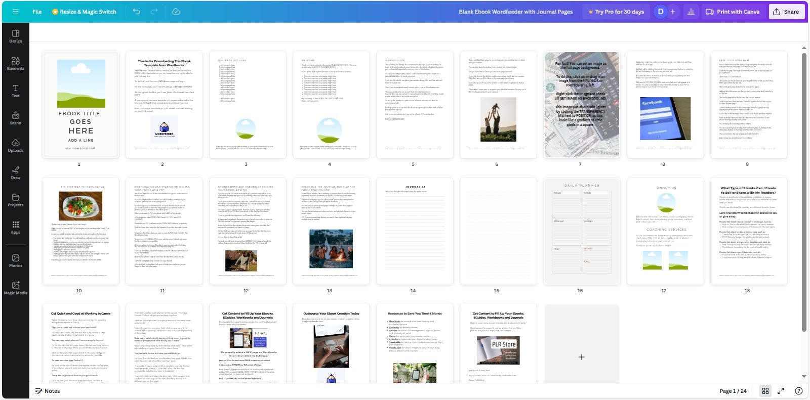 Free Ebook Template in Canva Screen Shot