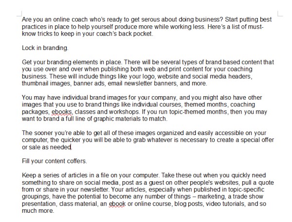 Online Coach Success Strategy PLR - Writing Sample